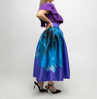 INA Fashion High Waist Floral Print Flare Midi Skirt in purple - women's skirt - detail view