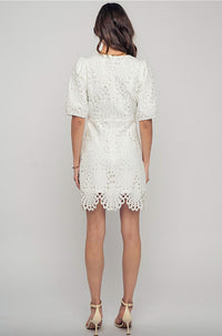 Urban Daizy Scalloped Lace Mini Dress in white - women's dress - detail view