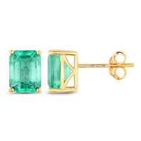 Diana M Jewels Women's Octagon Natural Ethiopian Emerald Stud Earrings (2.75 Ct) - Signature in 14k yellow gold - women's jewelry - detail view