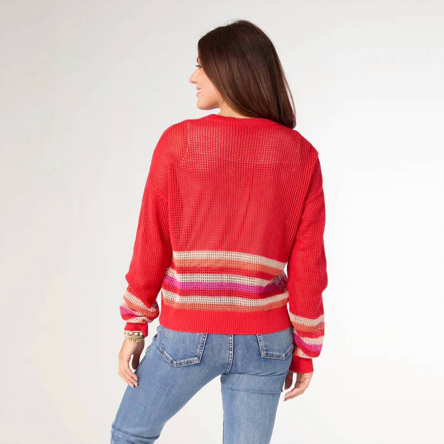 Coco + Carmen - Silene Open-Stitch Sweater with Bottom Stripe