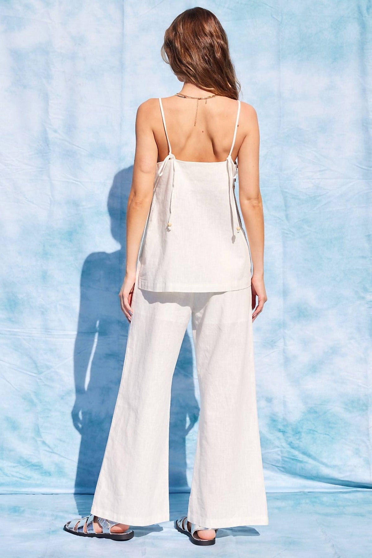Illa Illa Women's Driftwood Linen Set in white - women's sleepwear - detail view