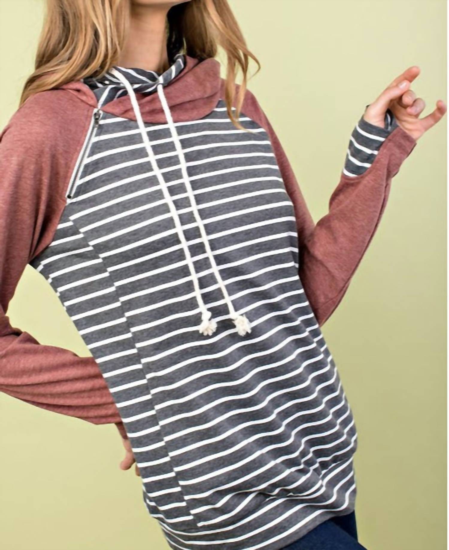 Mainstrip - Colorblock Double Hood Hoodie