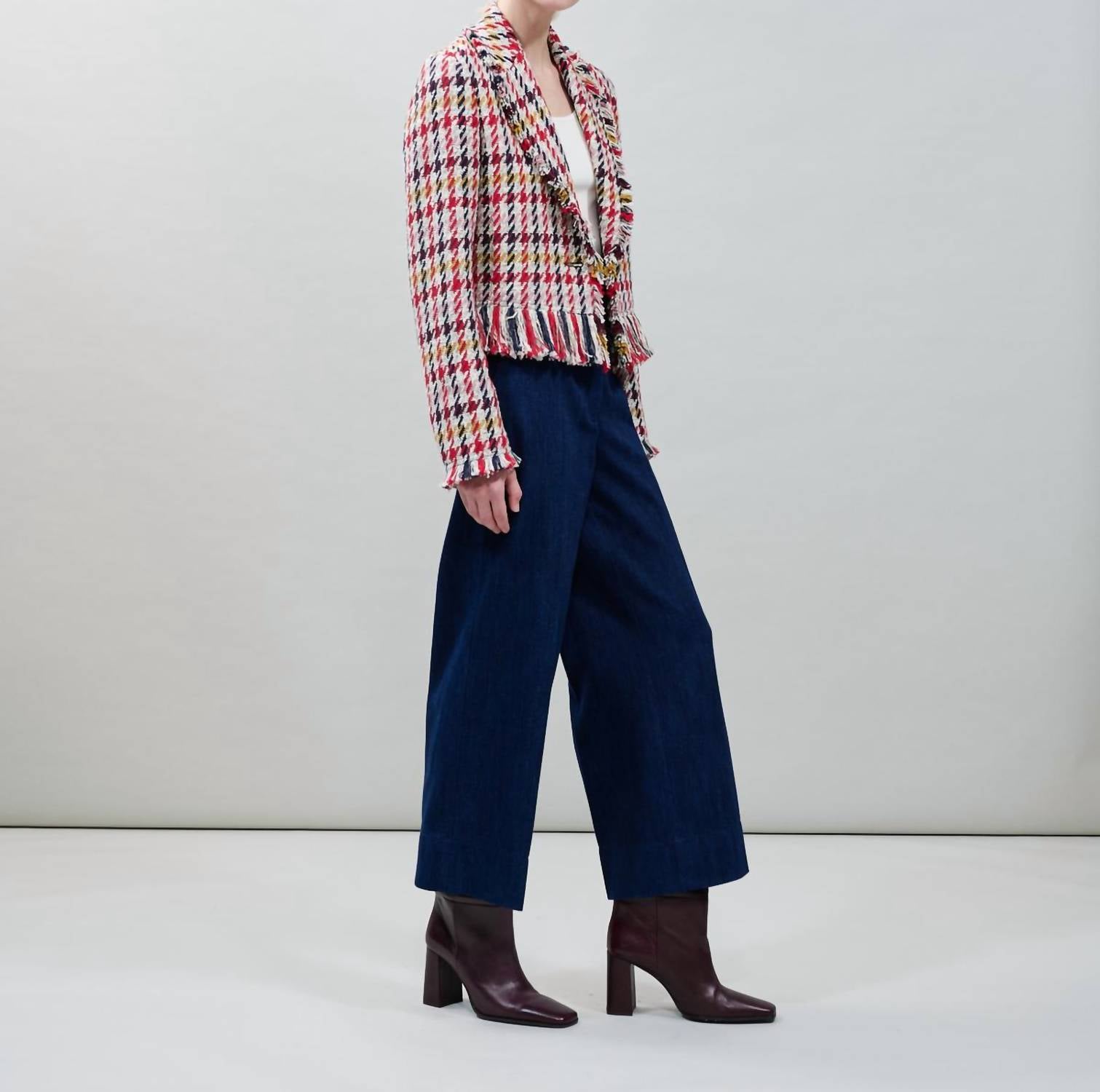 Akris Punto - Women's Check Tweed Maxi Fringes Jacket