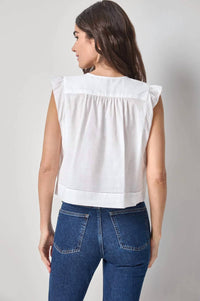 Lilla P - SMOCKED SHOULDER V-NECK TOP