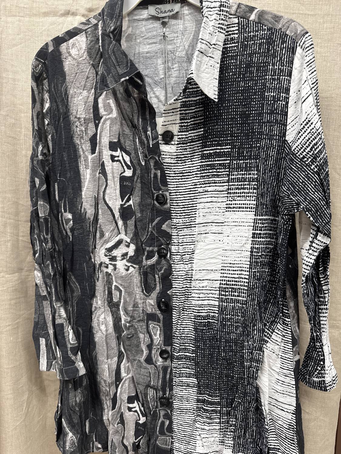 Shana Apparel Women's Blouse Tunic Top in black white - women's blouse