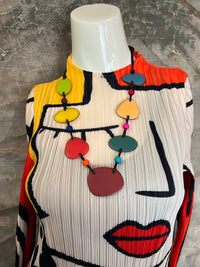 Vanite Couture Women's Picasso Mix Abstract Dress in orange yellow - women's dress - alternate view