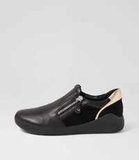 Ziera Women's Yoyce Leather Flats in black pale gold multi - women's flats