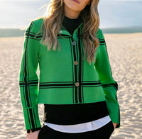Marble - Cropped Check Knit Jacket