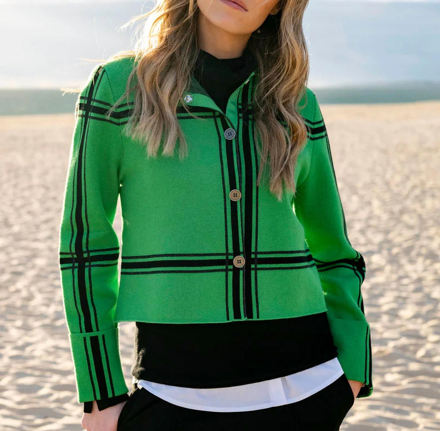 Marble - Cropped Check Knit Jacket