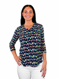 Lulu-B - Tropical Cocktails 3/4 Sleeve Upf 50+ Top