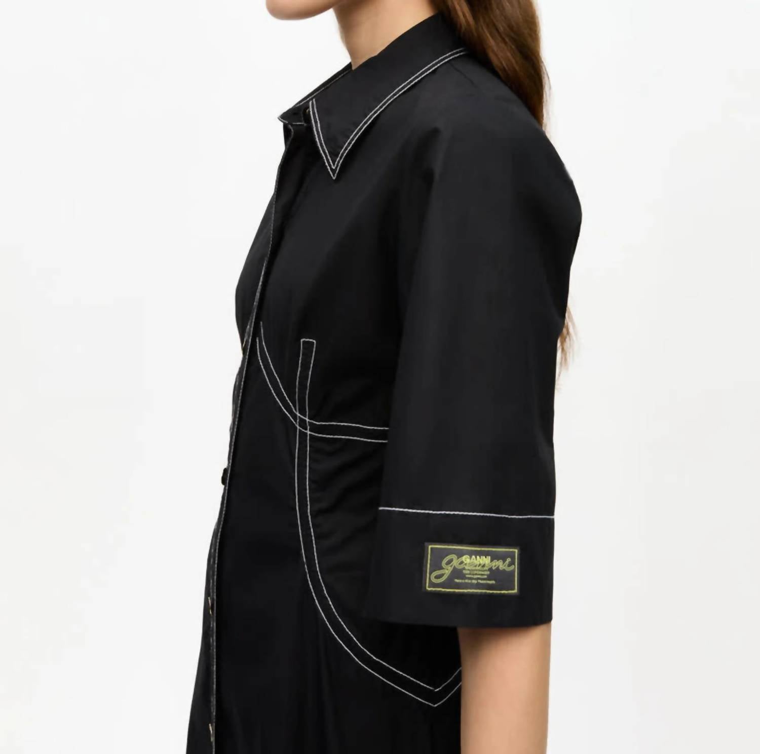 Ganni - Cotton Poplin Long Shirt Dress
