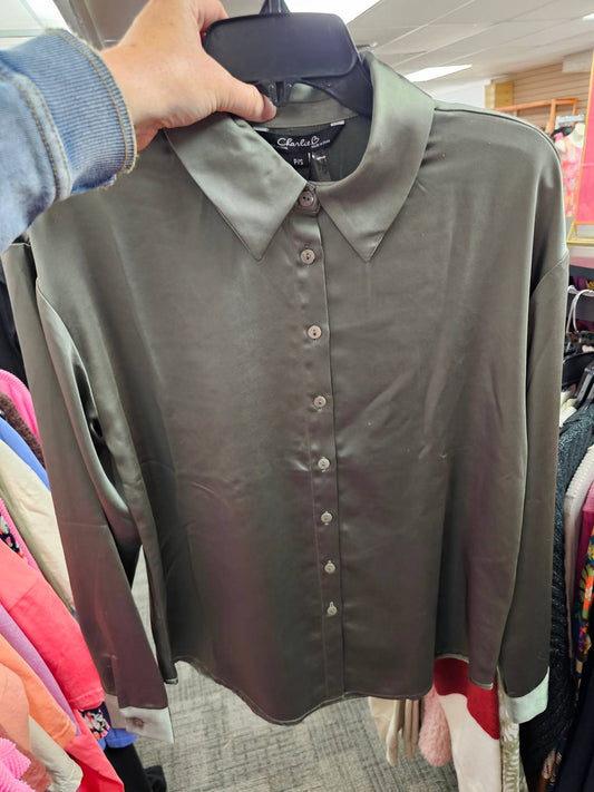 Charlie B - Solid Satin Button Front Shirt