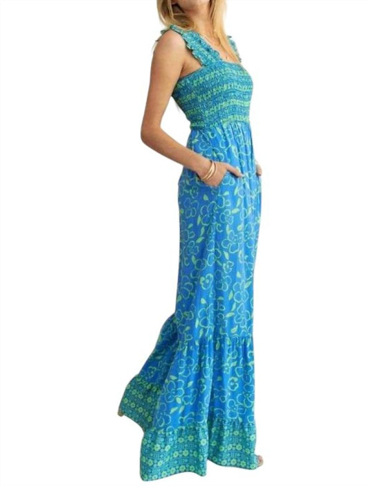 Davi & Dani - Plus Retro Floral Straps Ruffle Pants Jumpsuit