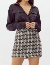 Greylin - Lenny Houndstooth Tweed Mini Skirt