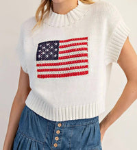 Ee:Some - Usa Flag Mock Neck Top