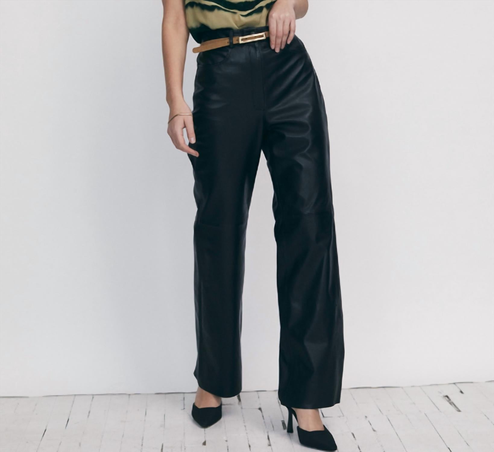 Iris Setlakwe Straight Leather Trouser Pant in black - women's pants