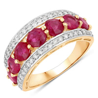 Diana M Jewels Women's Round Natural Ruby Fashion Ring (3.24 Ct) - Signature Plus in 14k yellow gold - women's jewelry - detail view