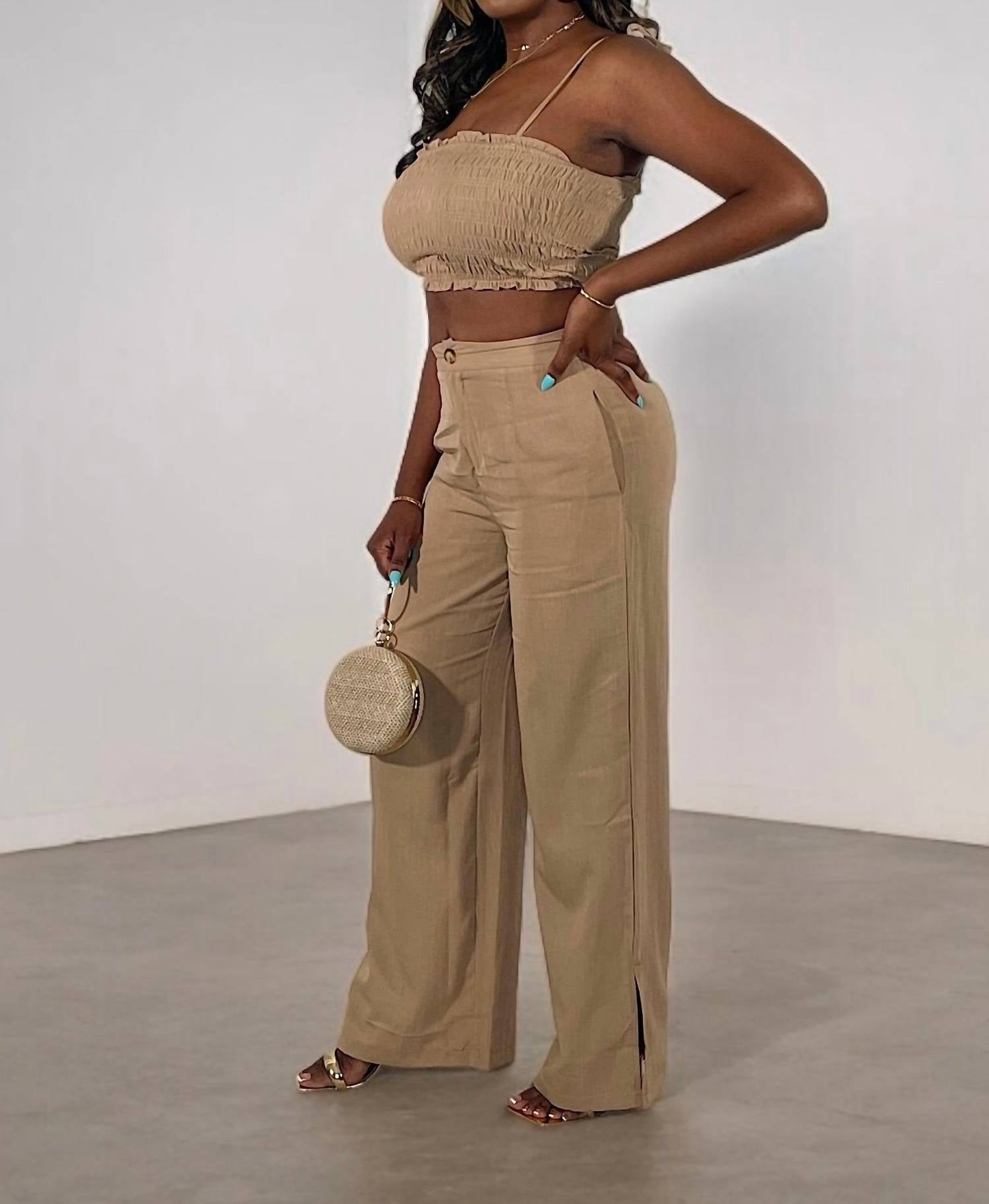 Blu Pepper - Top Of The Line Crop Top And Pant Set