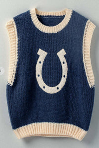 trend:notes Horseshoe Sweater Vest in blue - women's sweater - detail view