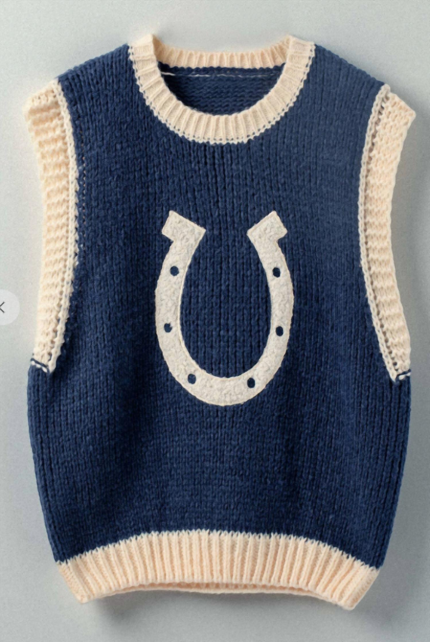 trend:notes Horseshoe Sweater Vest in blue - women's sweater - detail view