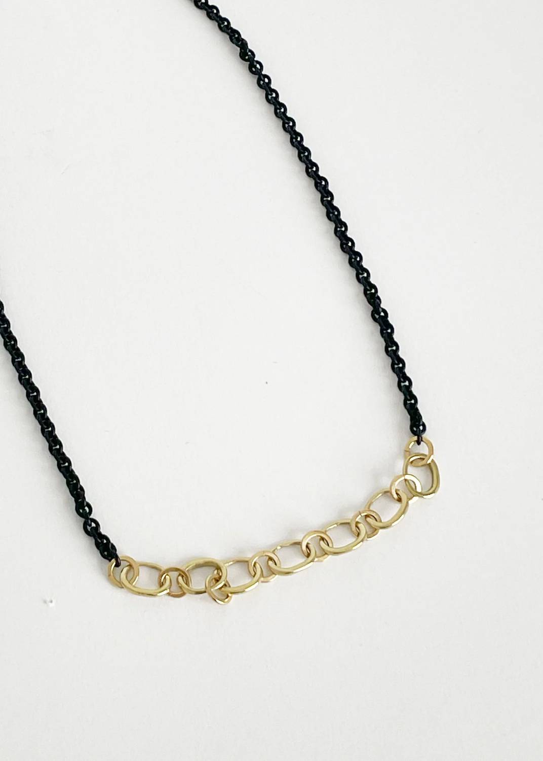 K/Ller - Women's Small Brass Ellipse Chain Link Collar Necklace
