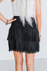 Sterling Kreek Fort Worth Fringe Skirt in black - women's skirt - alternate view