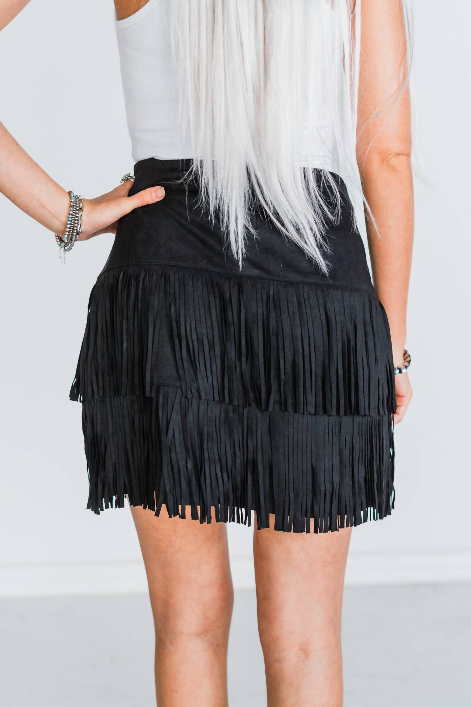 Sterling Kreek Fort Worth Fringe Skirt in black - women's skirt - alternate view