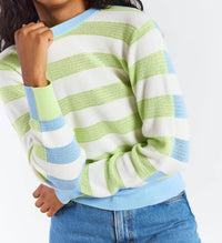 Brodie Cashmere - Mesh Stripe Crew Sweater