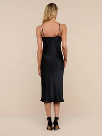 L'Agence Jodie Silk Slip Dress in black - women's dress - alternate view