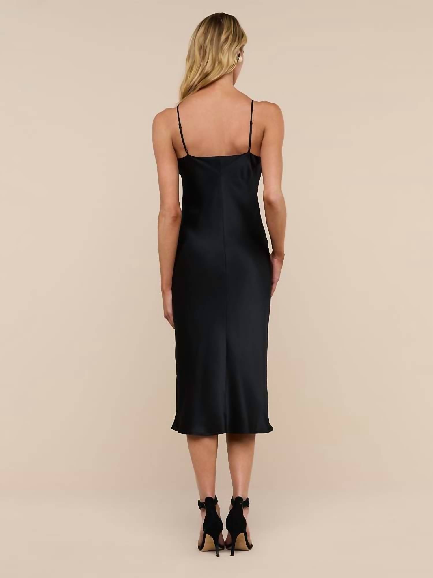 L'Agence Jodie Silk Slip Dress in black - women's dress - alternate view