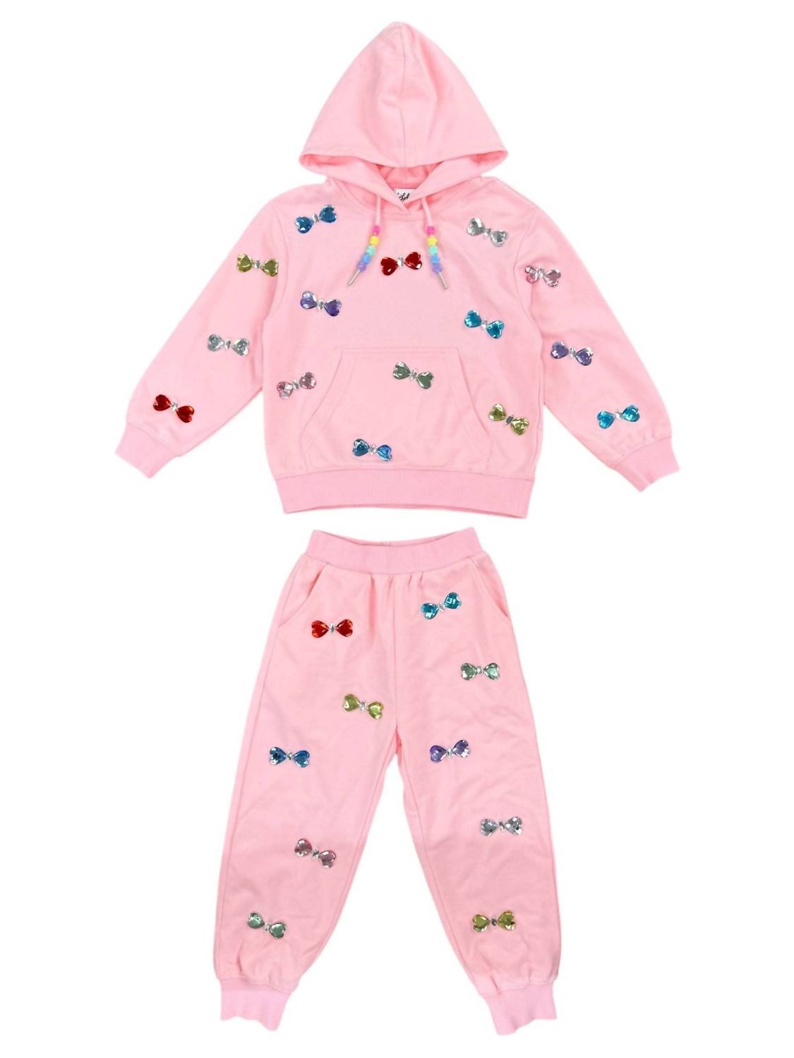 Lola + The Boys - Girls' Bows Gem Bows Jogger Set