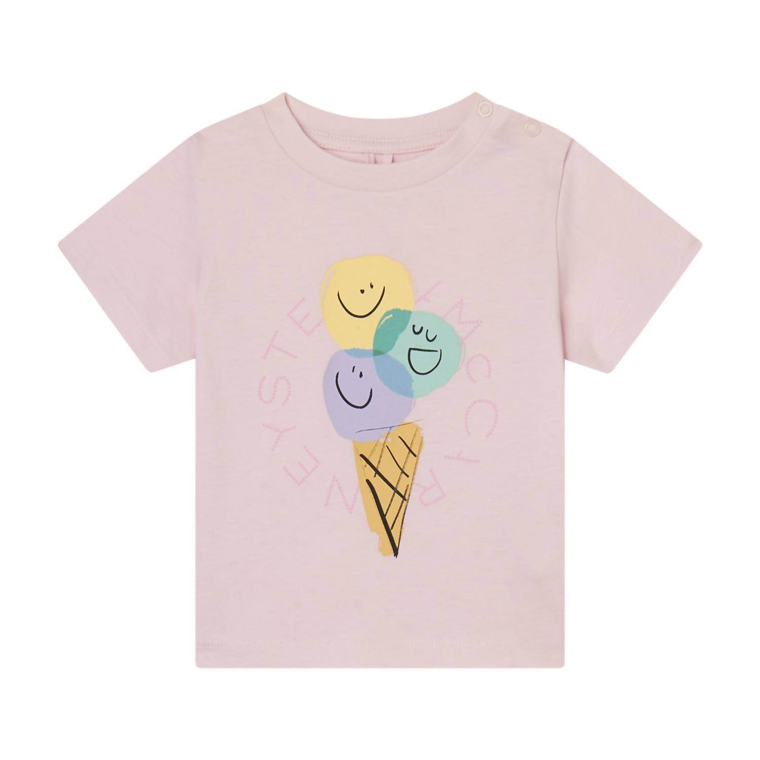 Stella Mccartney - Baby Girl Short Ssleeve T-shirt With Ice Cream Logo Disk Print