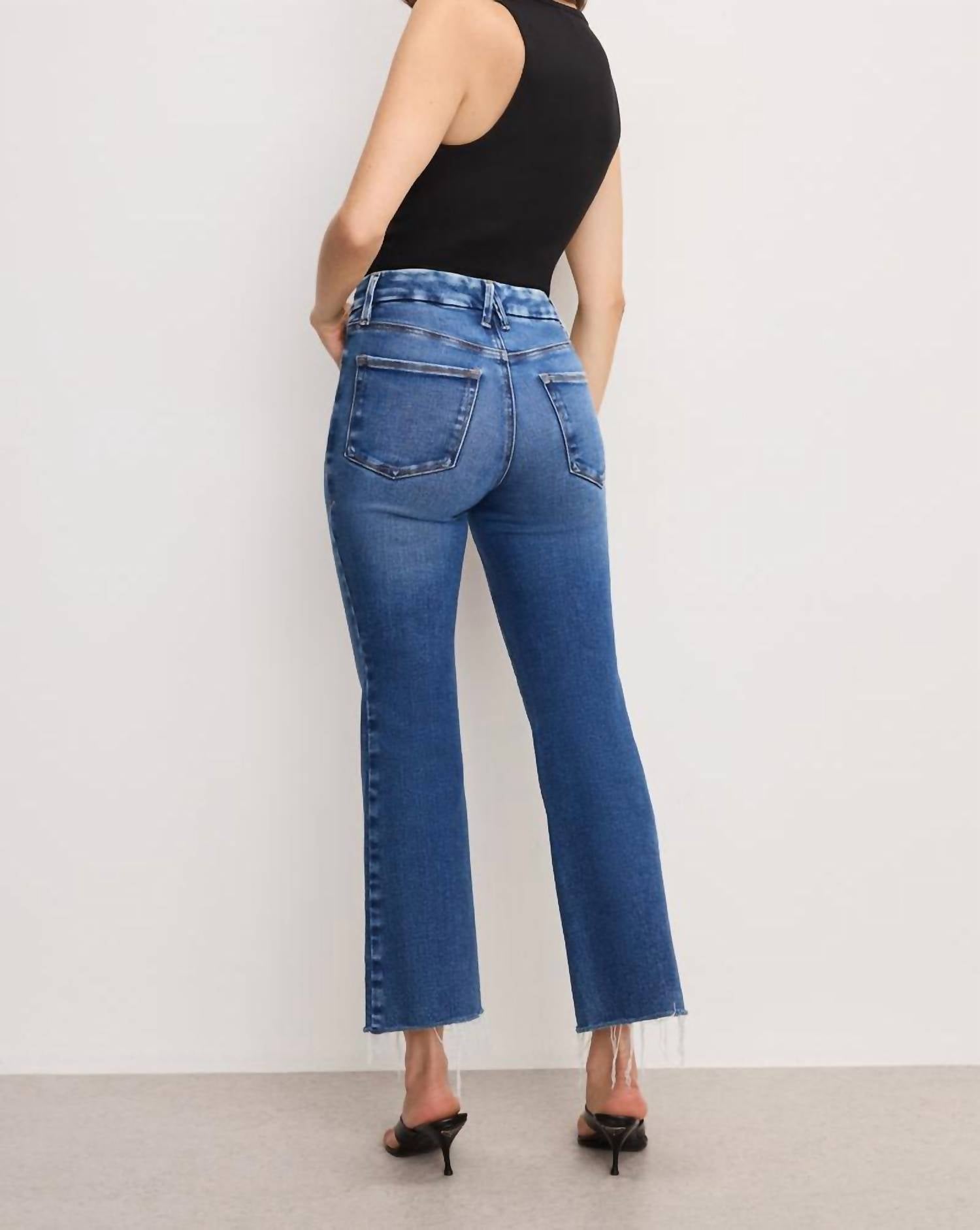 Good American - Soft Tech Cropped Mini Boot Jeans