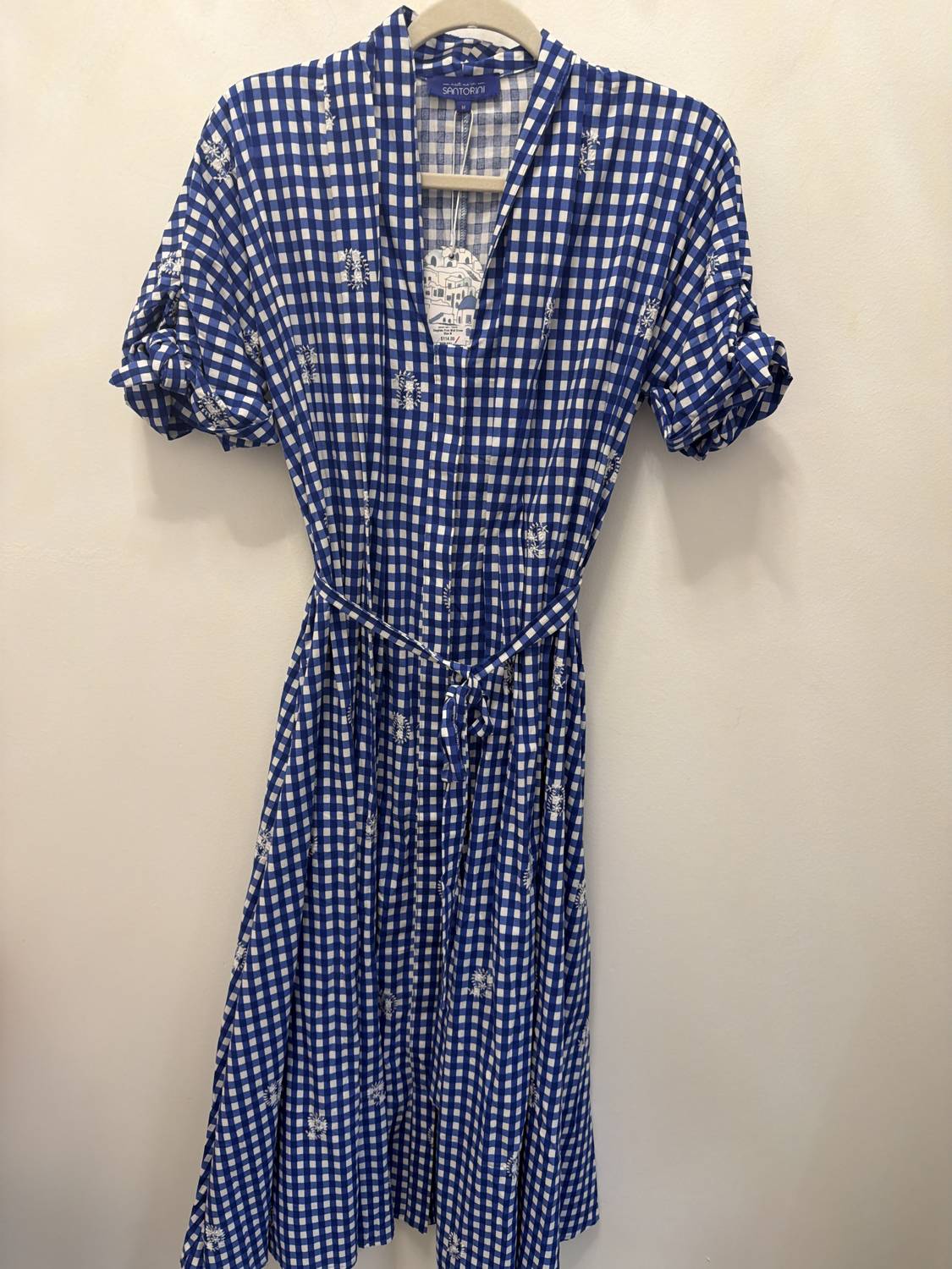 Meet Me In Santorini - Gingham Print Midi Dress