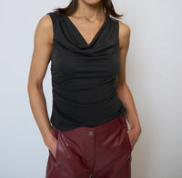 Central Park West Roman Sleeveless Top in black - women's tank top