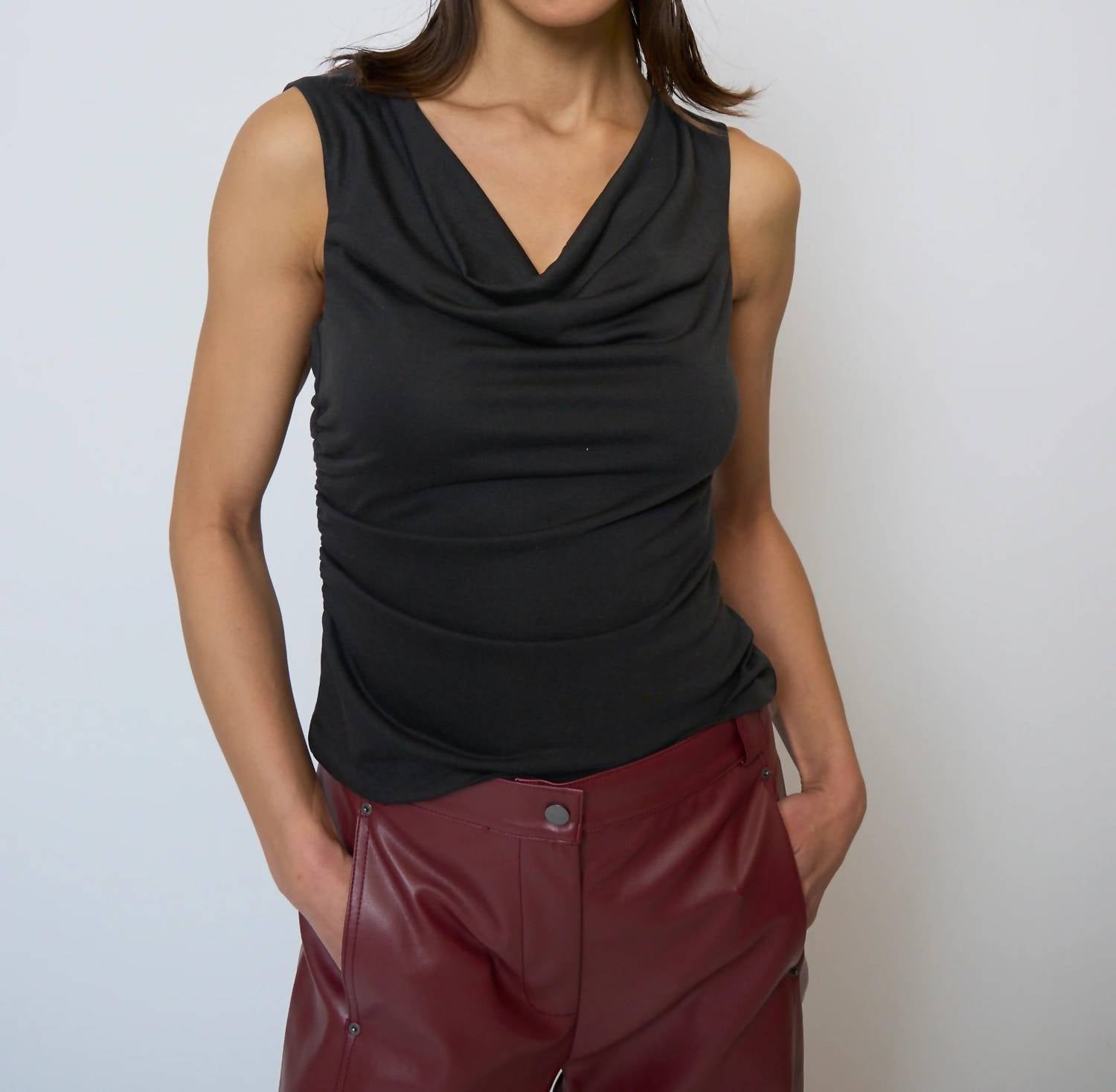 Central Park West Roman Sleeveless Top in black - women's tank top