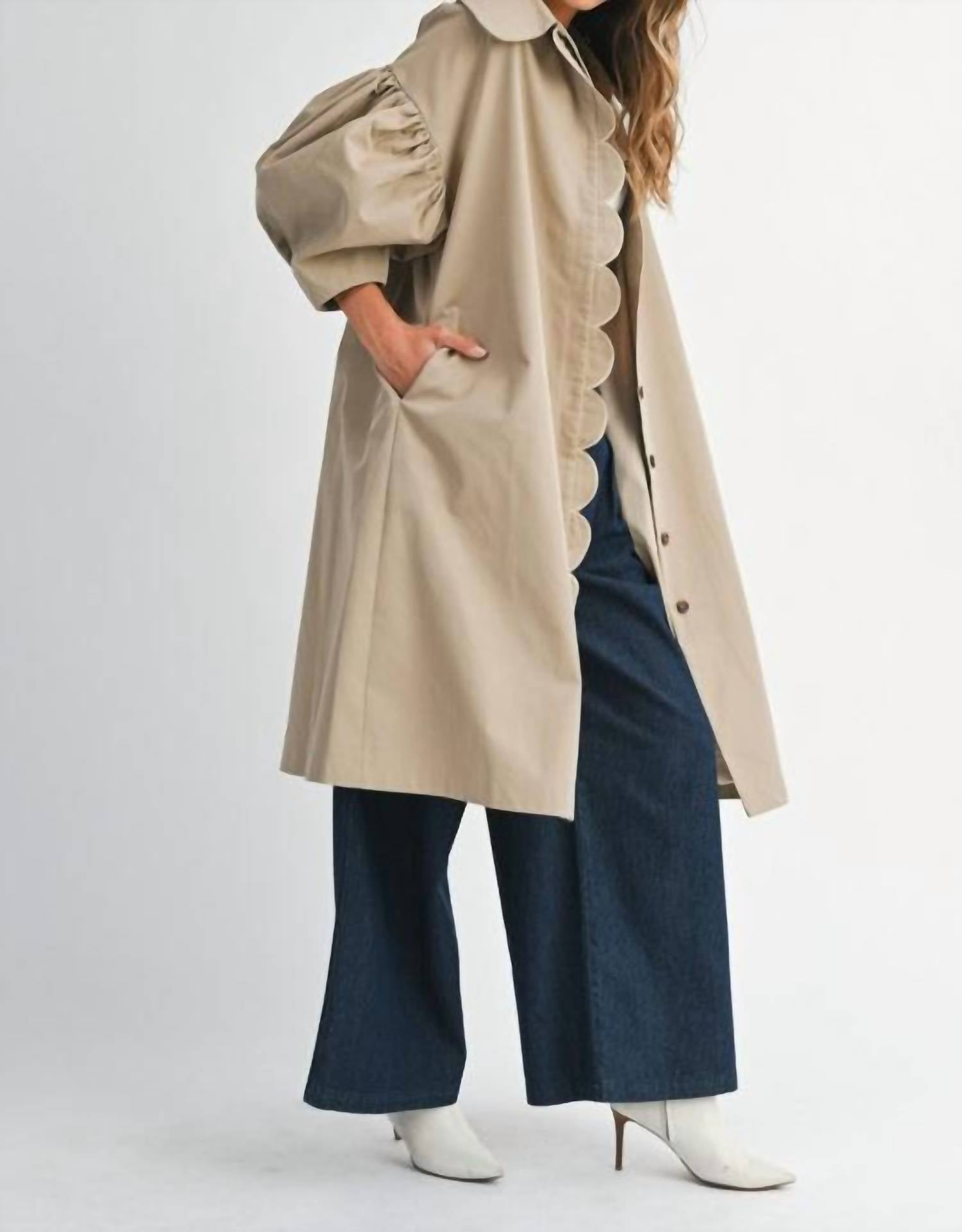 Mable - Classically Modern Scalloped Trench Coat