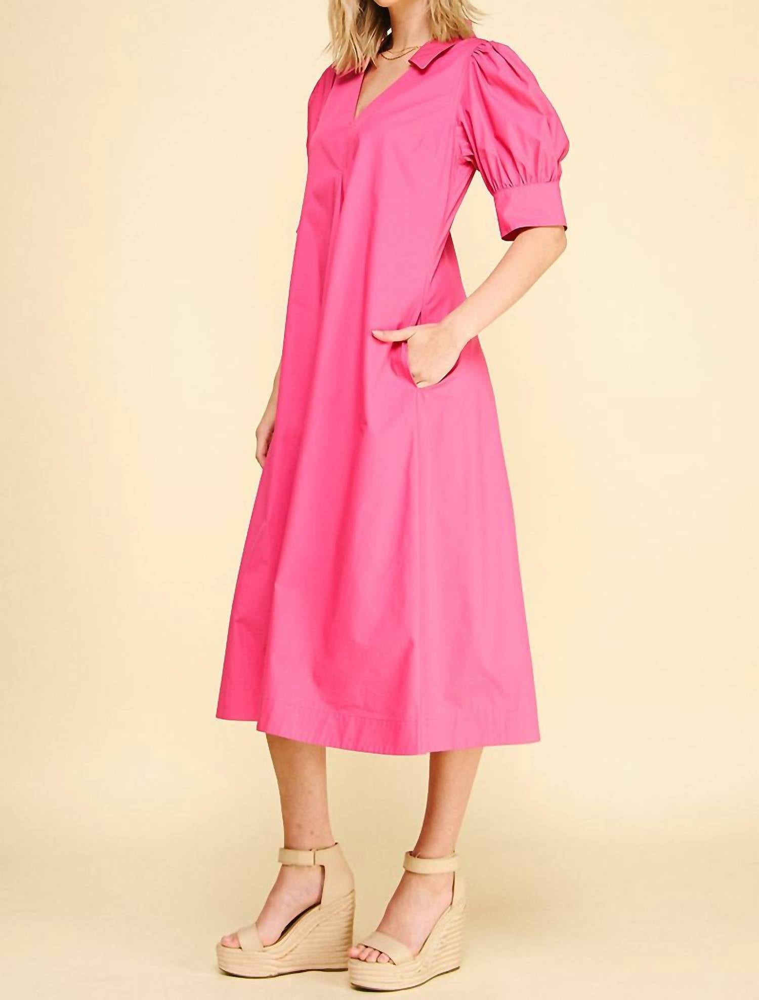 Pinch - Camille V Neck Pleated Dress