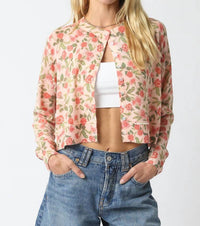 OLIVACEOUS Louise Floral Knit Top in multi - women's shirt