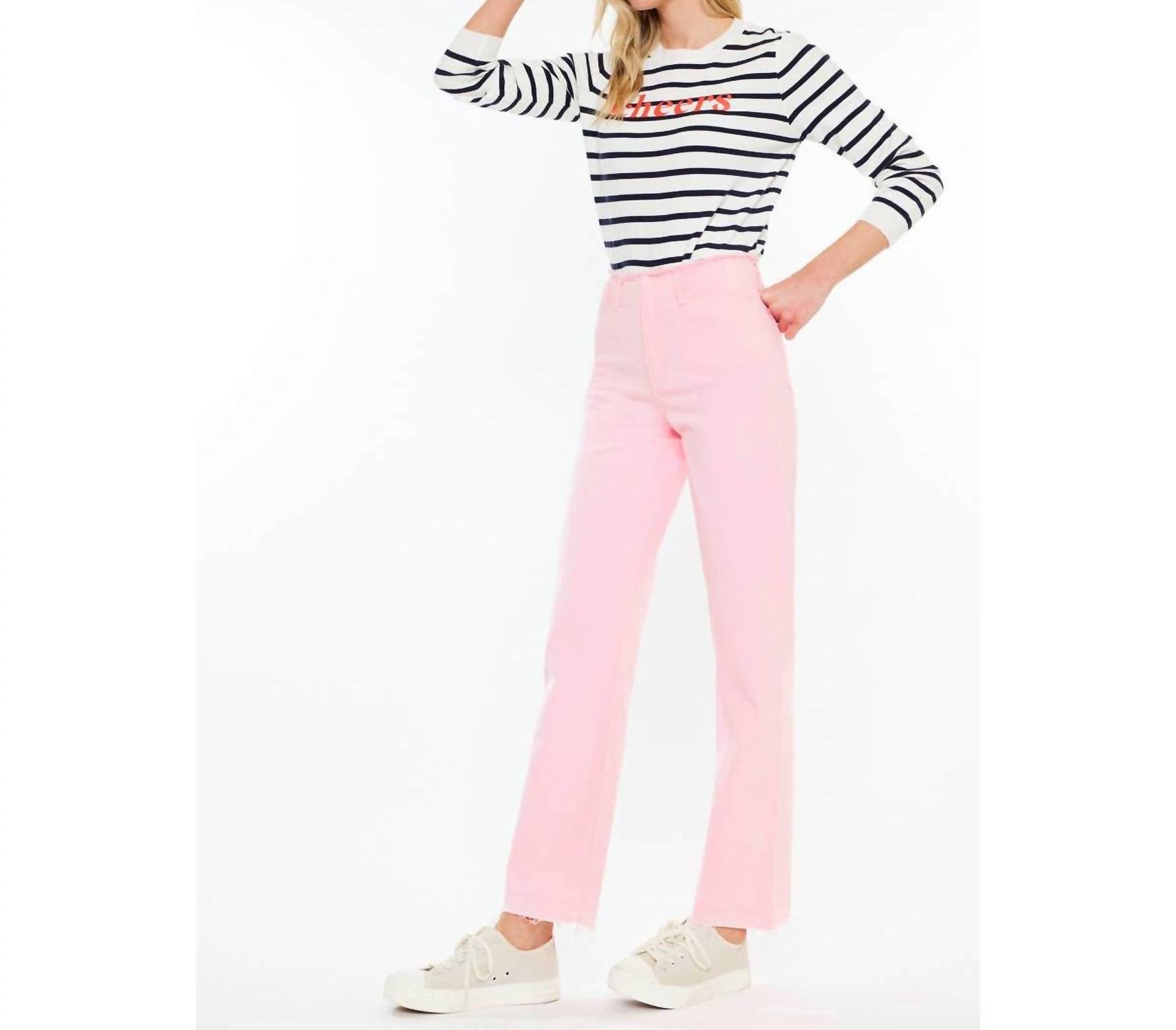 KanCan High Rise True Straight Comfort Jeans in pink - women's jeans - view 5