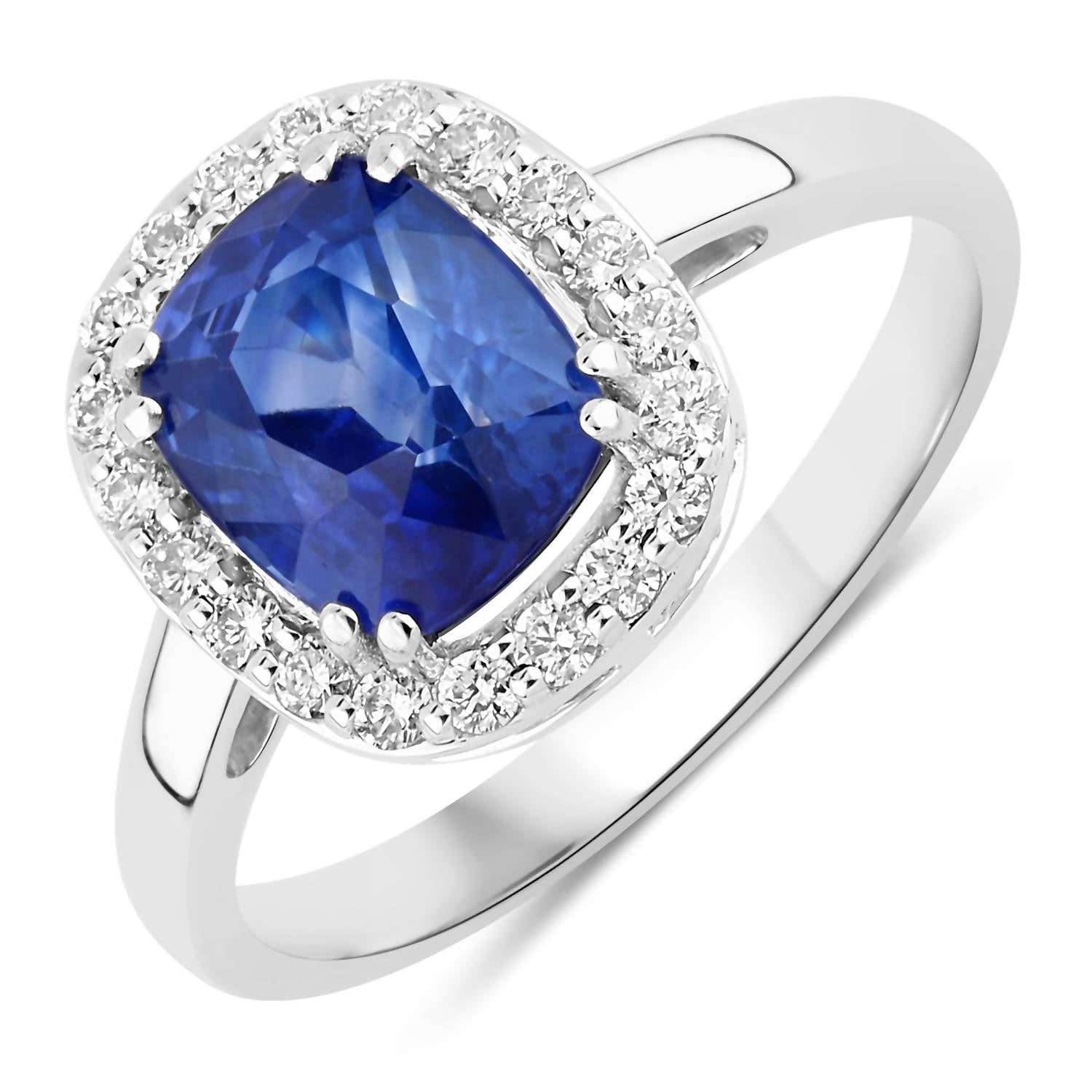 Diana M Jewels Women's Cushion Natural Sapphire Fashion Ring (2.95 Ct) - Signature in 18k white gold - women's jewelry