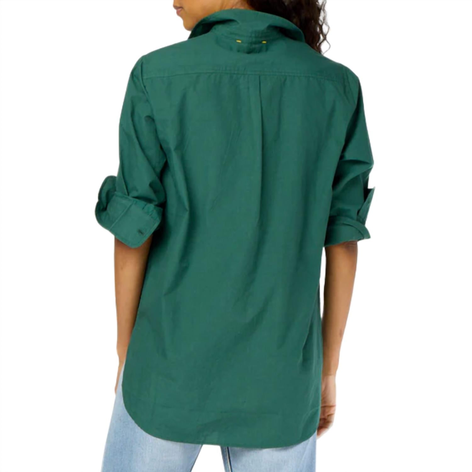KERRI ROSENTHAL Women's Mia Max Heart Shirt in emerald - women's shirt - detail view
