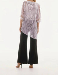 Joseph Ribkoff - Dotted Print Cowl Neck Asymmetric Layered Top