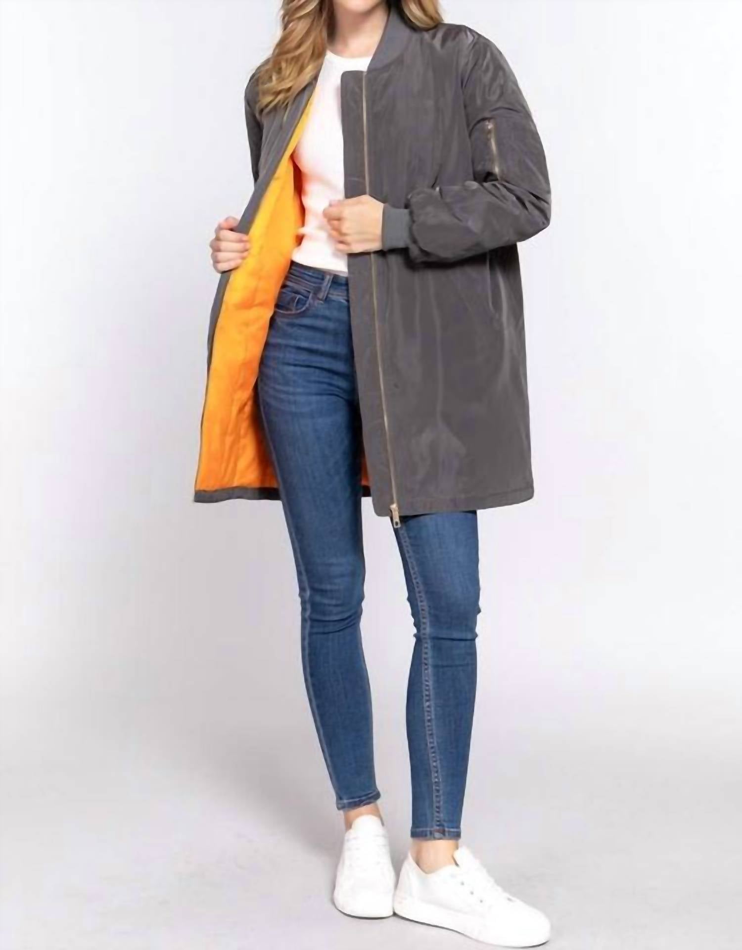 Active Basic - Long Line Bomber Jacket