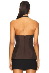 MISHA Alusia Silk Top in choclate - women's blouse - alternate view