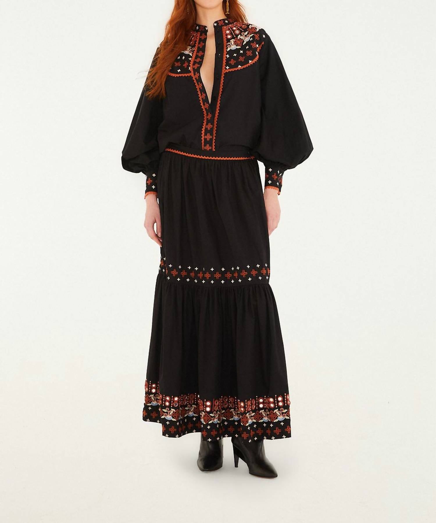 Farm Rio - Embroidered Button Front Blouse
