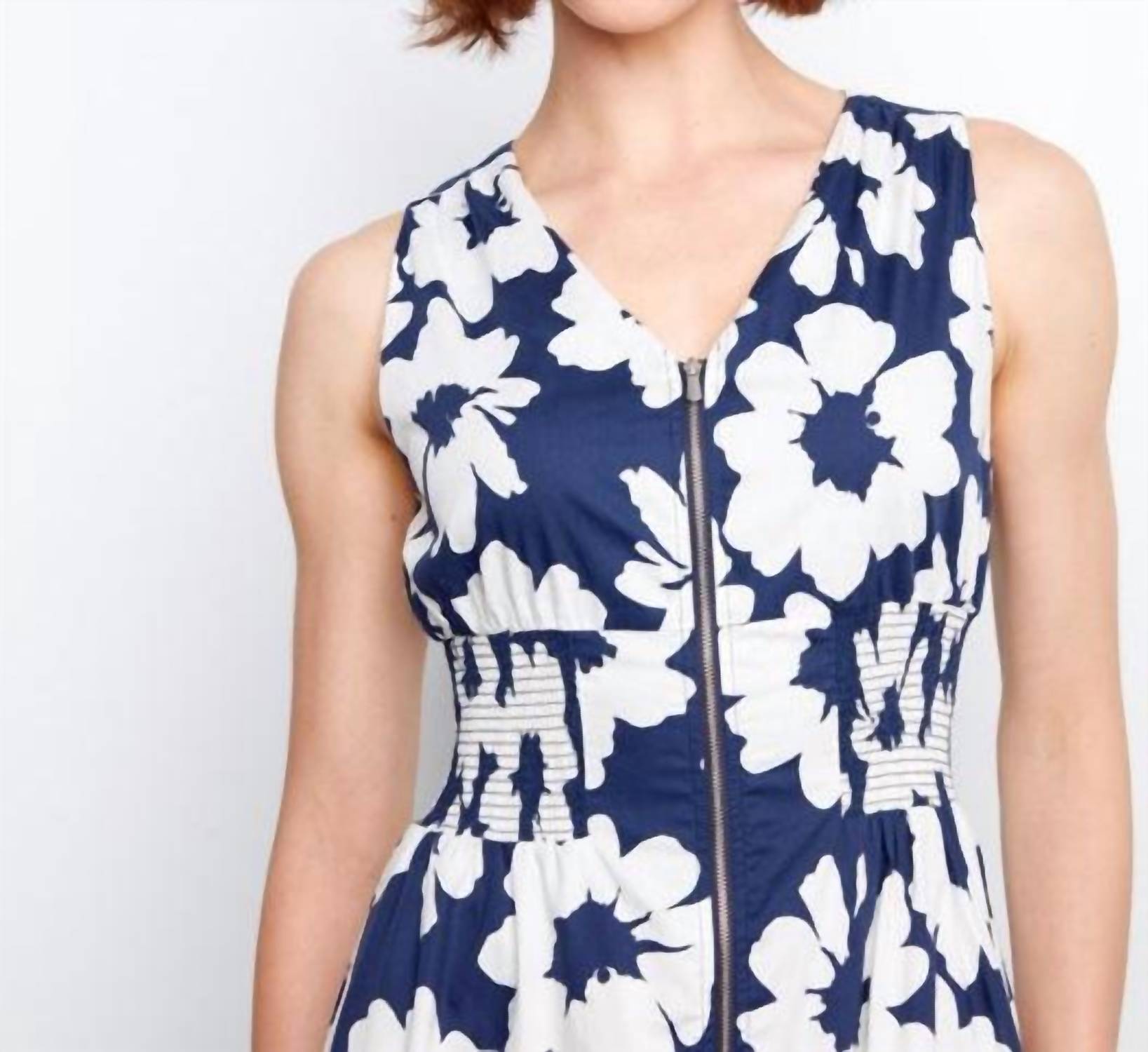 CHARLIE B Voile Printed Front Zip Mini Dress in dahlia - women's dress - view 6