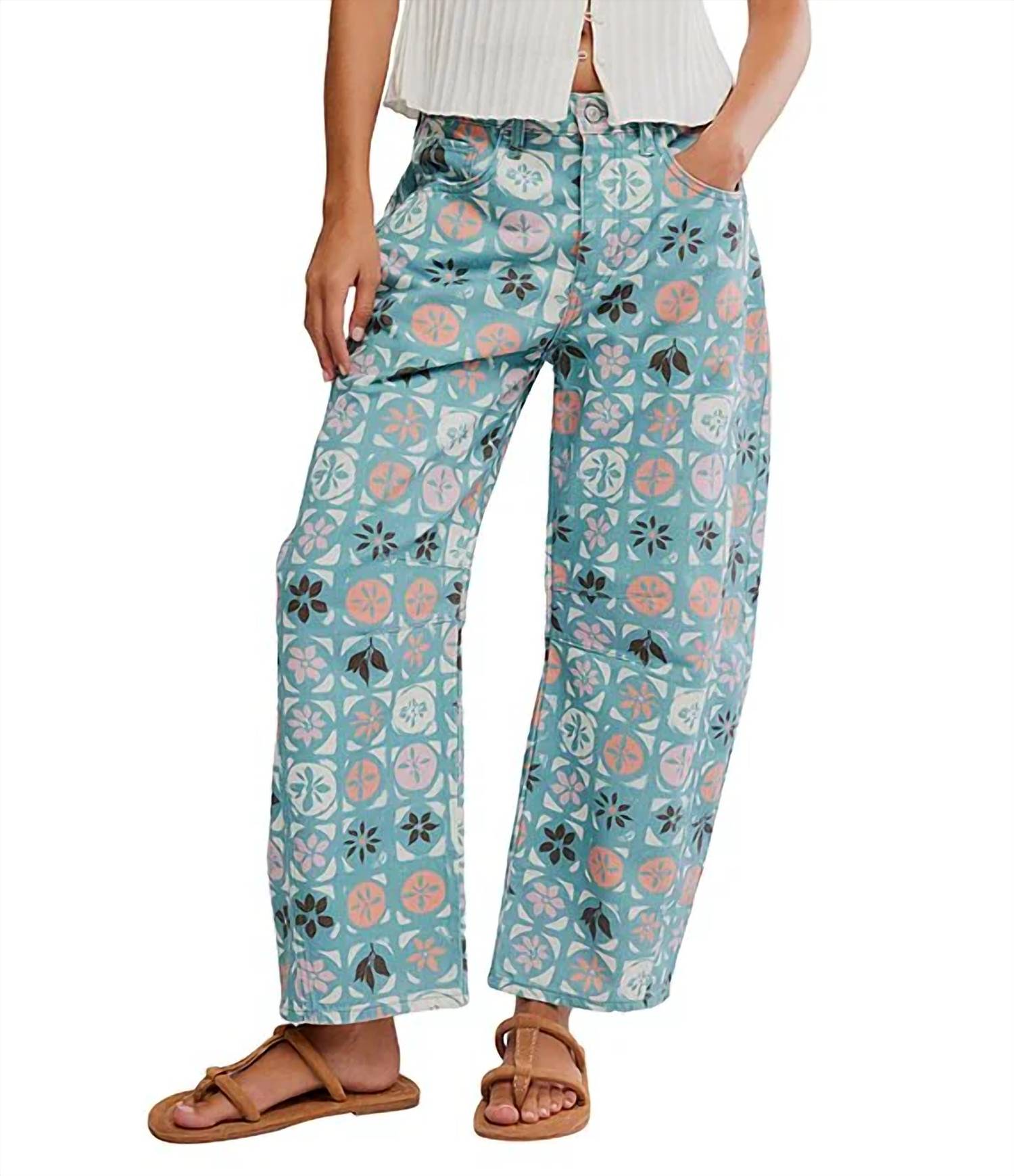 Free People - Good Luck Printed Barrel Jean