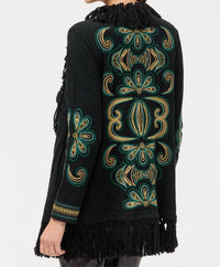Johnny Was Women's Biya Draped Sweater in black - women's sweater - detail view