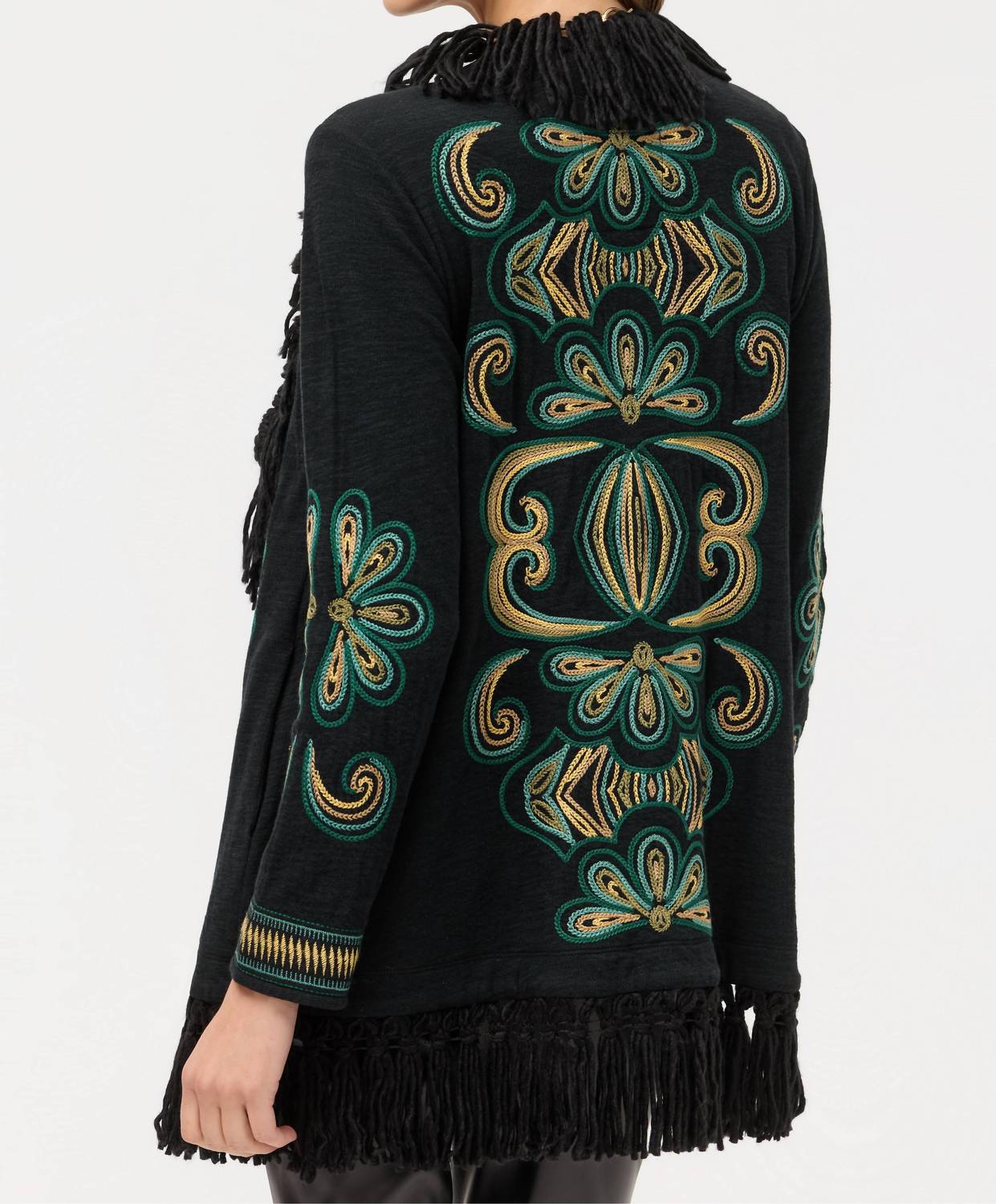 Johnny Was Women's Biya Draped Sweater in black - women's sweater - detail view
